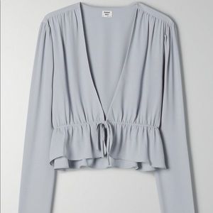 Aritzia Sunday Best Cropped Tie-Front Blouse